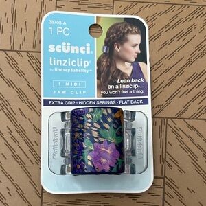 Scunci Linziclip Purple and Gold Floral Jaw Clip